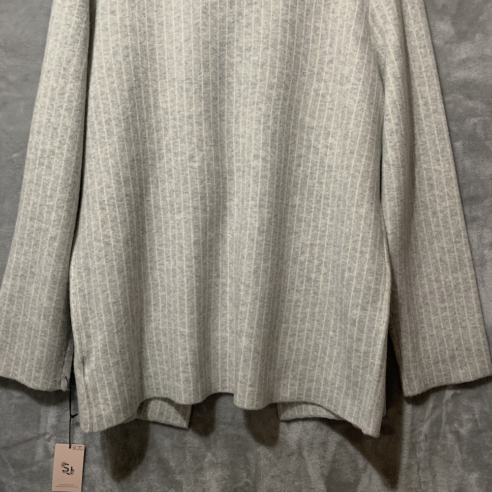 Sincerely Jules Women's XL Striped Open Front Blazer Sweater Jacket Gray White - Picture 14 of 16